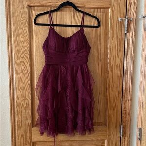 Elegant Burgundy Layered Formal Dress